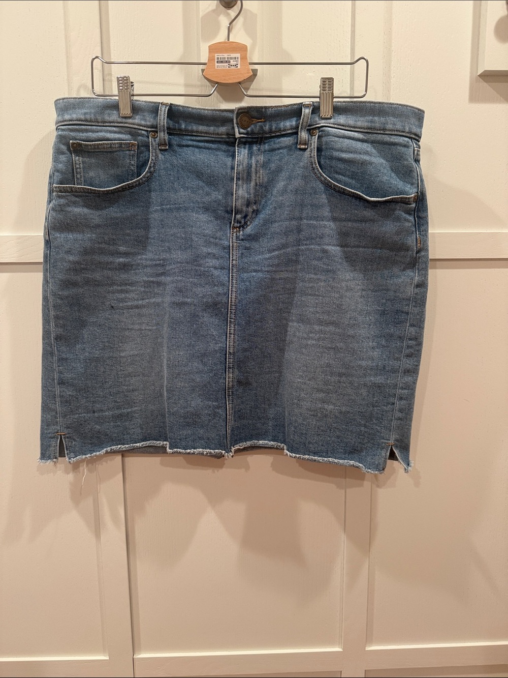 LOFT Light Blue Denim Mini Skirt with Raw Hem